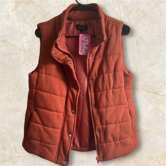 NWT Bacaal by Pulse | The Perfect Puffer Vest Quilted Burnt Orange - Picture 10 of 14
